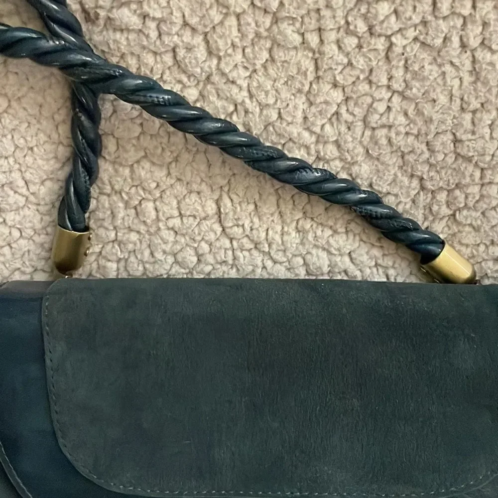 Anthropologie Crossbody Suede Flip Blue Bag NWT